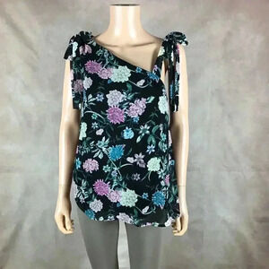KENSIE Women's Floral Chiffon Strappy Shoulder Sleeveless Top NWT SMALL